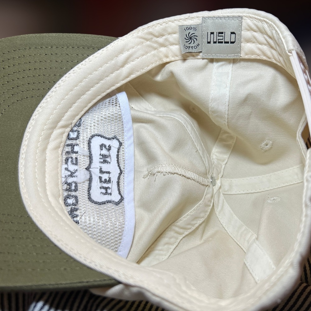 Helms Workshop Austin TX Hat Mens OS Snapback Cream Green Weld USA Made In USA‎ - Picture 4 of 6
